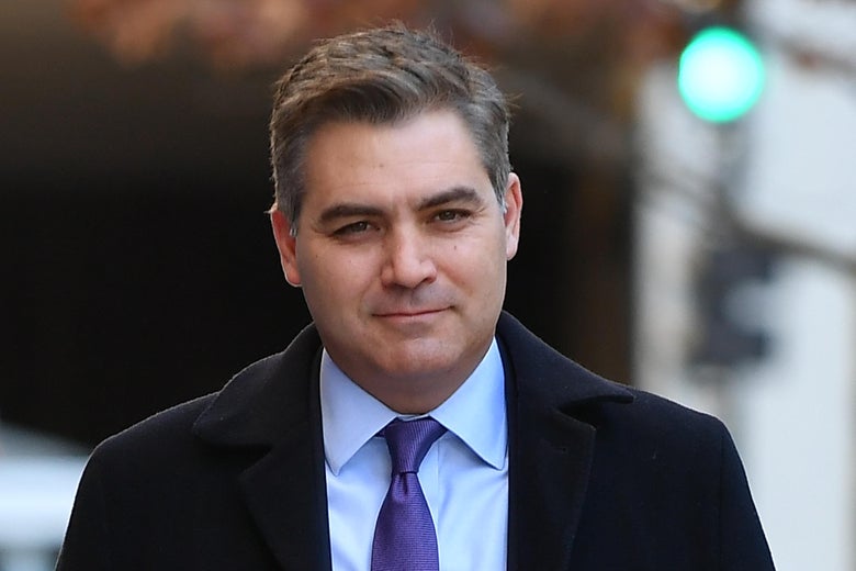 Jim Acosta walking towards federal court in Washington, D.C.